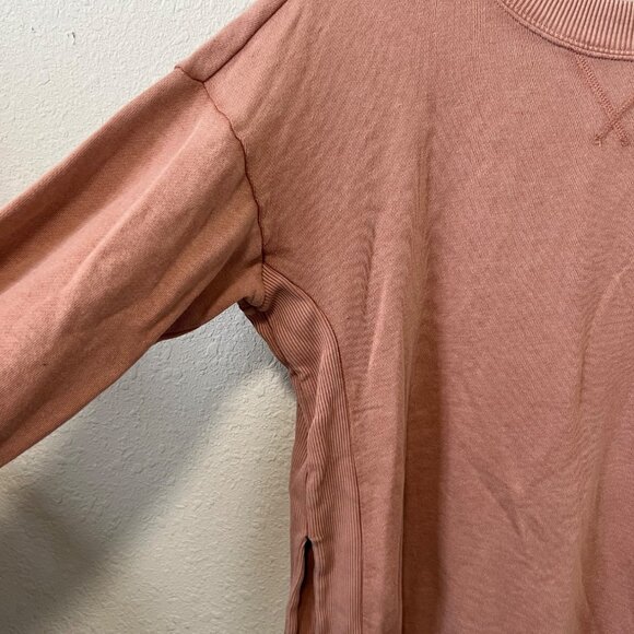 Aerie Womens Pink Crewneck Pullover oversized Sweatshirt W/ Ribbed Side Panels s - Picture 2 of 5